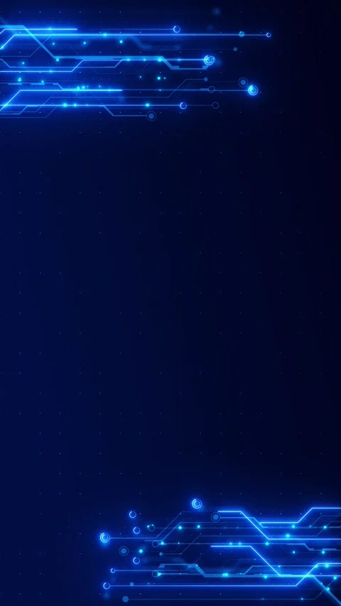 Futuristic Blue Circuit Lines Frame with Empty Center Stock Footage 341373372