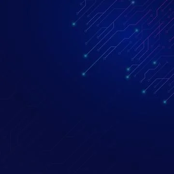 Futuristic Blue Circuit Technology Background with Glowing Lines Stock Illustration