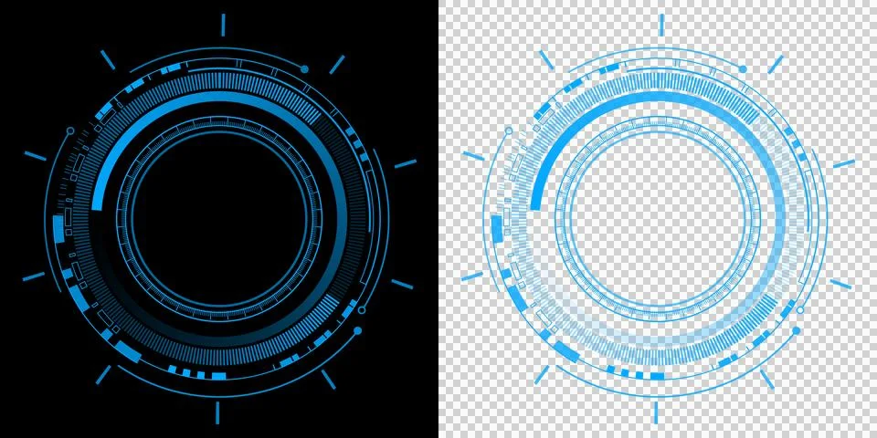 Futuristic Blue Circular HUD Interface Technology  Sci Fi User Interface Design Stock Illustration
