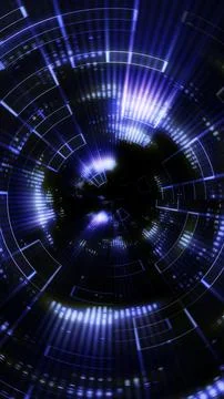 Futuristic blue circular interface tunnel background Stockillustratie