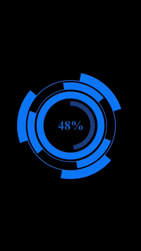 Futuristic blue circular progress bar loading animation on black background.. Vídeos de archivo 338039411