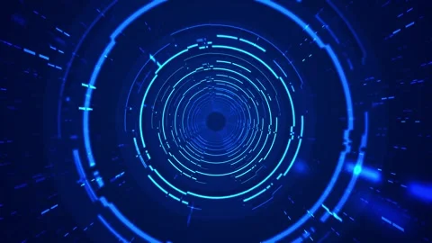 Futuristic Blue Circular Tech Tunnel Background Stock Footage 341371993