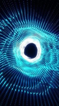 Futuristic blue circular vortex made of glowing data lines and dots, formin.. Stock Illustration