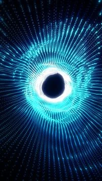 Futuristic blue circular vortex made of glowing data lines and dots, formin.. Stock Illustration