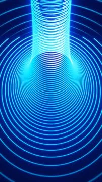 Futuristic blue concentric rings forming a tunnel with glowing waves, sci-f.. Stock Illustration