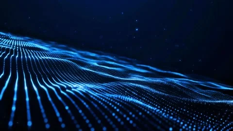 Futuristic Blue Cyber Data Wave Loop 库存影片 338066663
