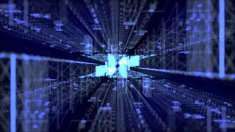 Futuristic blue cyber virtual matrix tunnel Stock Footage 115776430