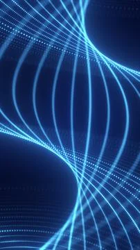 Futuristic blue data flow tunnel with glowing dots and curved lines, abstra.. Stock Illustration