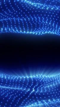 Futuristic blue data horizon with glowing points and light rays, representing Illustrazione stock