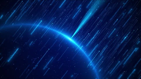 Futuristic blue data rain background glowing digital streaks, curved light, tech Stock Footage 340471567