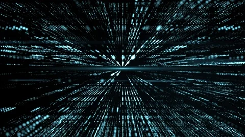 Futuristic blue data tunnel with glowing particles and streaks rushing forwar Stock Footage 324149186