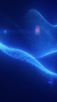 Futuristic blue data wave made of glowing dots and lines, representing digi.. Stock Illustration
