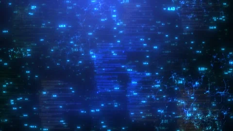 Futuristic Blue Digital Code Background with Glowing Plexus Lines Vidéo 314504779