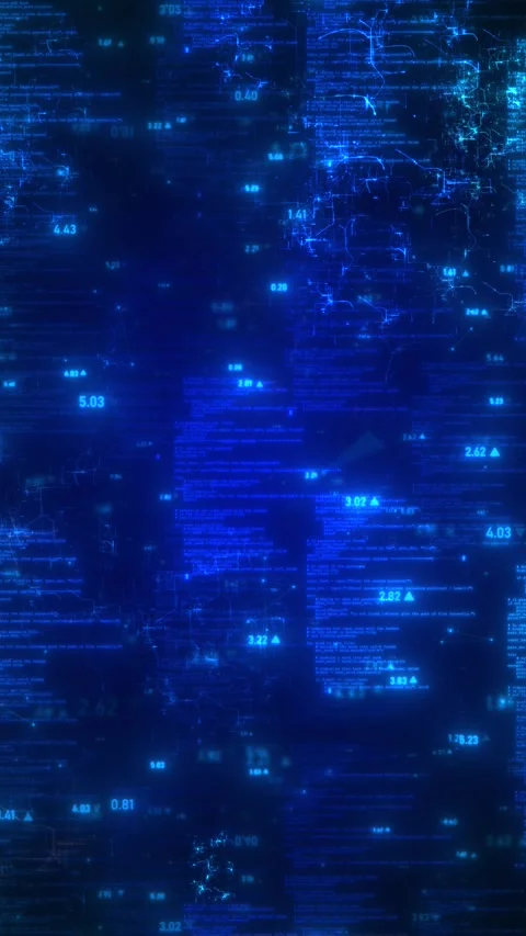 Futuristic Blue Digital Code Background with Glowing Plexus Lines Vidéo 314504790