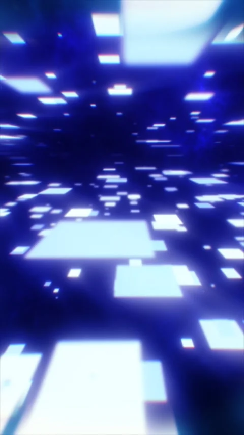 Futuristic blue digital corridor filled with glowing rectangular data panel.. 스톡 동영상 325222892