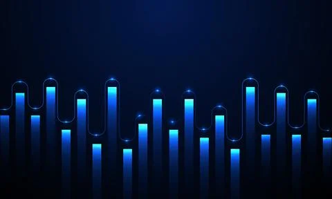 Futuristic Blue Digital Data Bars Technology Background Illustrazione stock