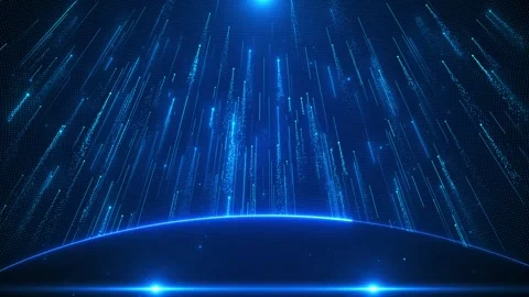 Futuristic Blue digital data rain globe light streams, dotted matrix texture Stock Footage 334062049