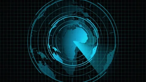 Futuristic Blue Digital Earth Globe with Grid and Circular HUD Elements on .. Stock Footage 321862076