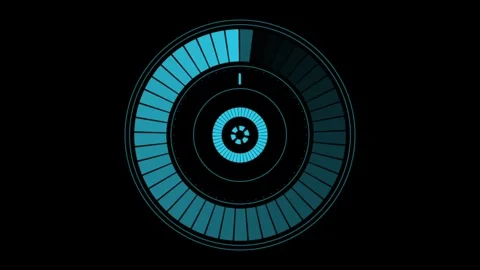 Futuristic Blue Digital Interface on Black Background with Circular Design .. Stock-Footage 341918013