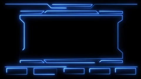 Futuristic blue digital interface display panel animation with glowing lines. Video stock 337805492
