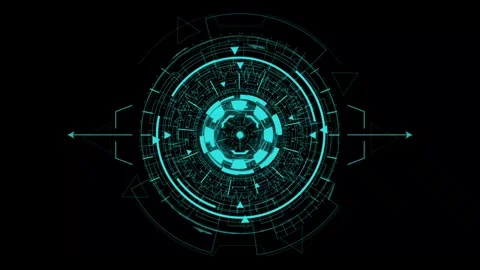 Futuristic Blue Digital Interface Graphic with Circular Design and Geometri.. Stock Footage 341917899