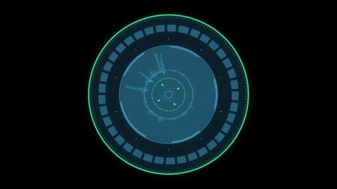 Futuristic Blue Digital Interface with Graphical Circular Display Vídeos de archivo 341917988