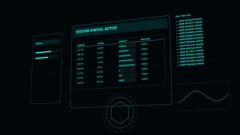 Futuristic Blue Digital Interface HUD Animation Stock Footage 341415778