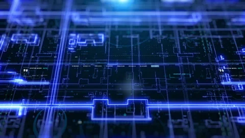 Futuristic Blue Digital Matrix Technology Grid Background 스톡 동영상 338207632