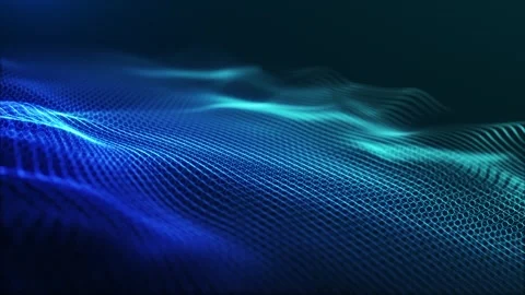 Futuristic blue digital mesh wave flows with glowing depth and data texture.. Stock Footage 342802284