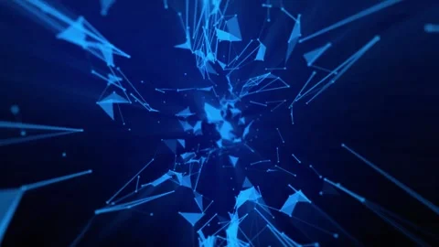 Futuristic blue digital network with connecting dots and lines Stock Footage 327392874