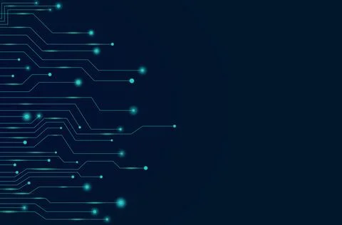 Futuristic Blue Digital Networking and Technology Circuit Background Stock Illustration