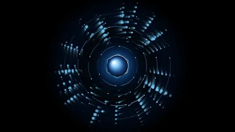 Futuristic blue digital particle vortex with glowing core for technology or.. Stock Footage 345984299