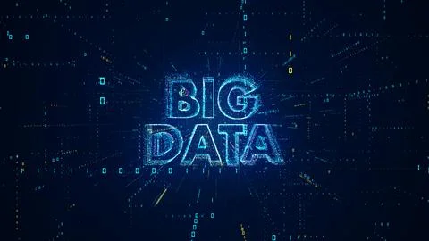 Futuristic Blue Digital Space Big Data Lettering Complex Binary Digital Code Illustrazione stock