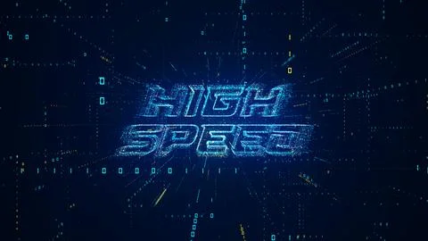 Futuristic Blue Digital Space High Speed Lettering Complex Binary Digital Code Stock Illustration