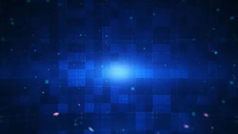 Futuristic Blue Digital Technology Background with Lens Flare and Particle Grid  Stock Footage 336662059