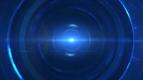 Futuristic Blue Digital Tunnel with Light and Circular Patterns in Motion 库存影片 339059380