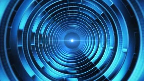Futuristic Blue Digital Vortex with Geometric Circular Patterns Stock Footage 339052206