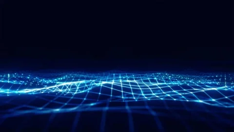 Futuristic Blue Digital Wave 3D AI Glowing Dots lines in Cyberspace 4K Loop Stock Footage 306312052
