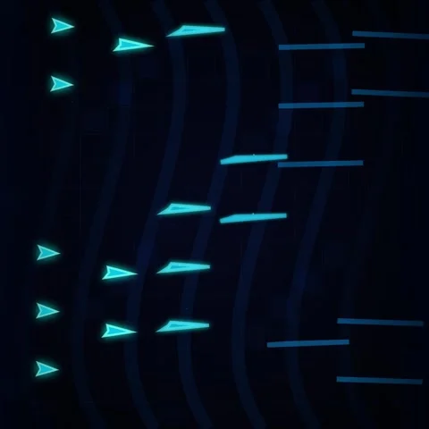 Futuristic Blue Digital Wave Pattern Animation with Geometric Shapes Stock Footage 347262373
