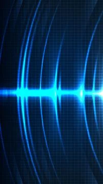 Futuristic Blue Digital Waveform and Neon Grid Background for Technology an.. Illustrazione stock
