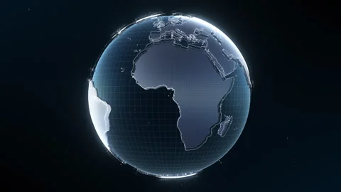 Futuristic Blue Digital Wireframe Earth Globe Loop Stock Footage 329915553