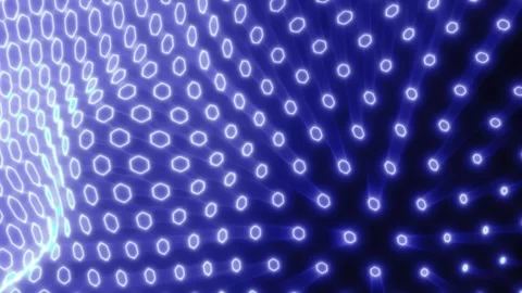 Futuristic blue dot network with glowing nodes and flowing light connections Stock Footage 333796362