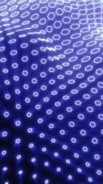 Futuristic blue dot network with glowing nodes and flowing light connection.. Stock Illustration