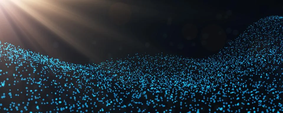 Futuristic blue dots background with a dynamic wave.  イラスト素材