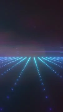 Futuristic blue dotted grid with glowing perspective lines fading into a da.. Stock Illustration