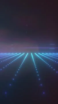 Futuristic blue dotted grid with glowing perspective lines fading into a da.. Stock Illustration