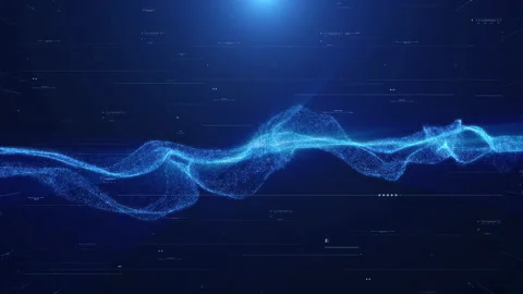 Futuristic Blue Dynamic Wave Form Flowing on HUD UI element system Video stock 196298981