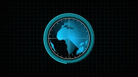 Futuristic blue earth globe radar display with grid on dark background, Ani.. Stock Footage 332664154