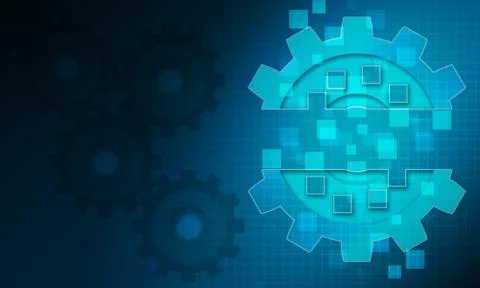 Futuristic blue gear for artificial intelligence and big data concept Stock-Illustration