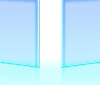 Futuristic blue glass panel background with glowing reflections and open sp.. 库存插图